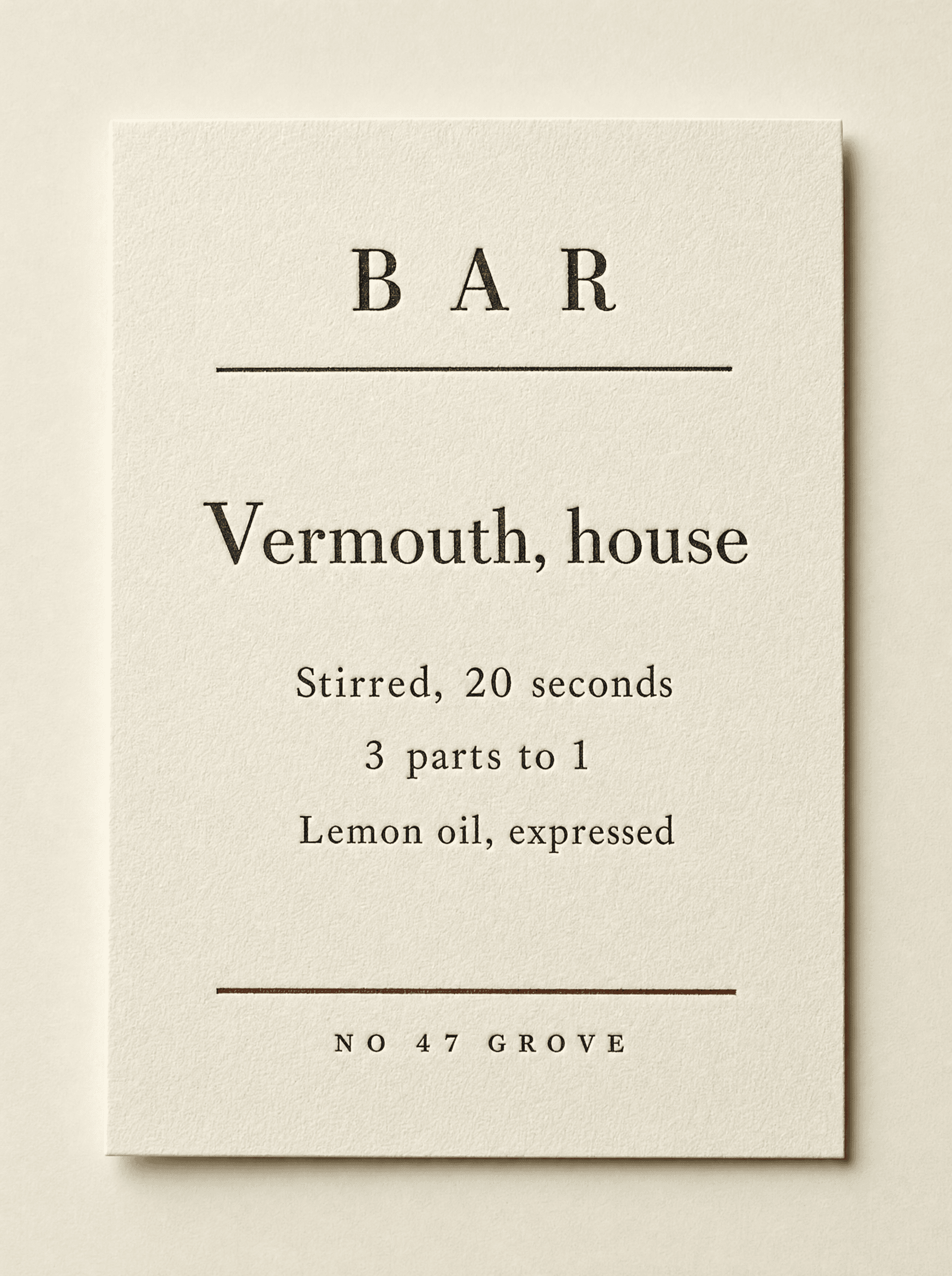 Larder bar technique card