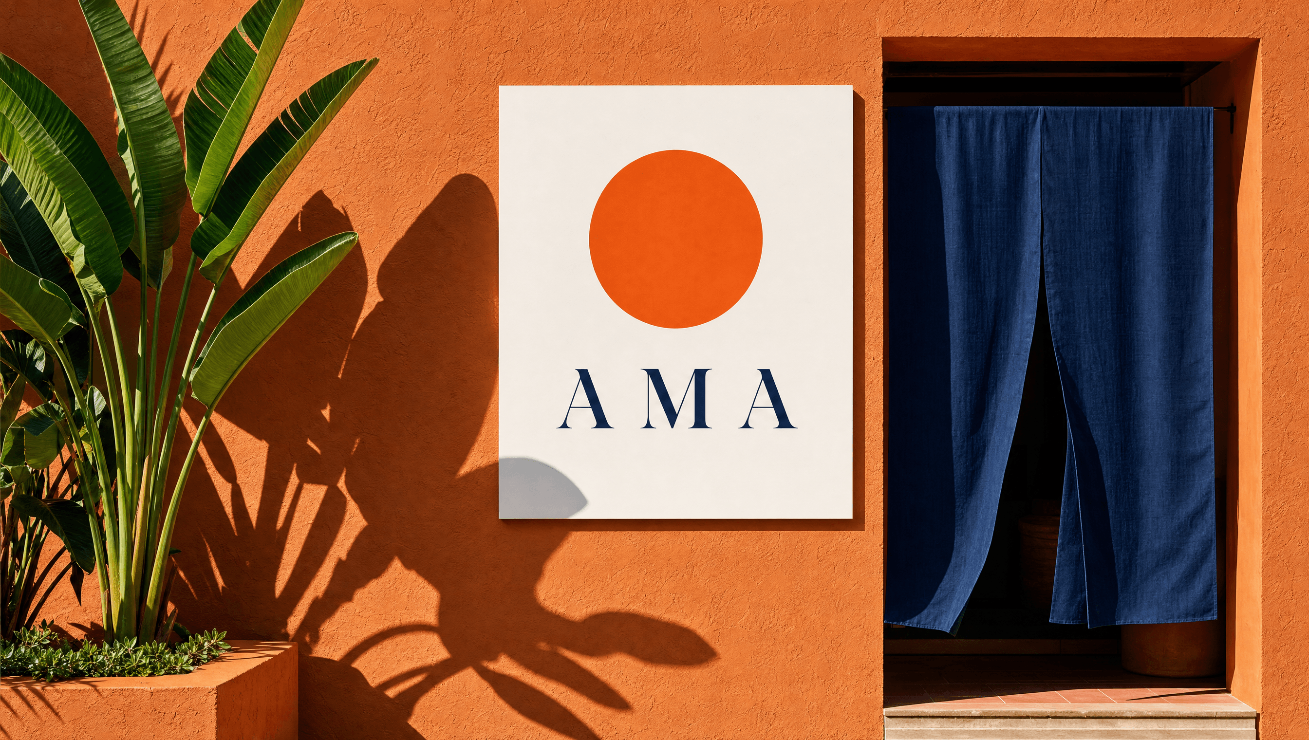 Ama restaurant frontage in hard Miami sun