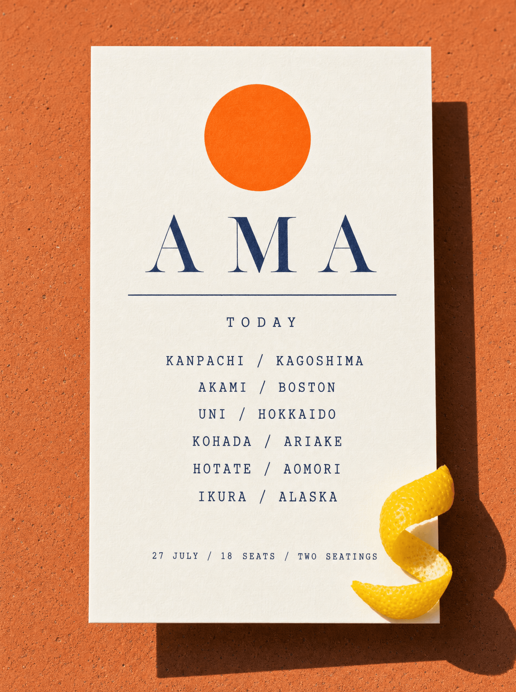 Ama daily catch card listing fish and ports