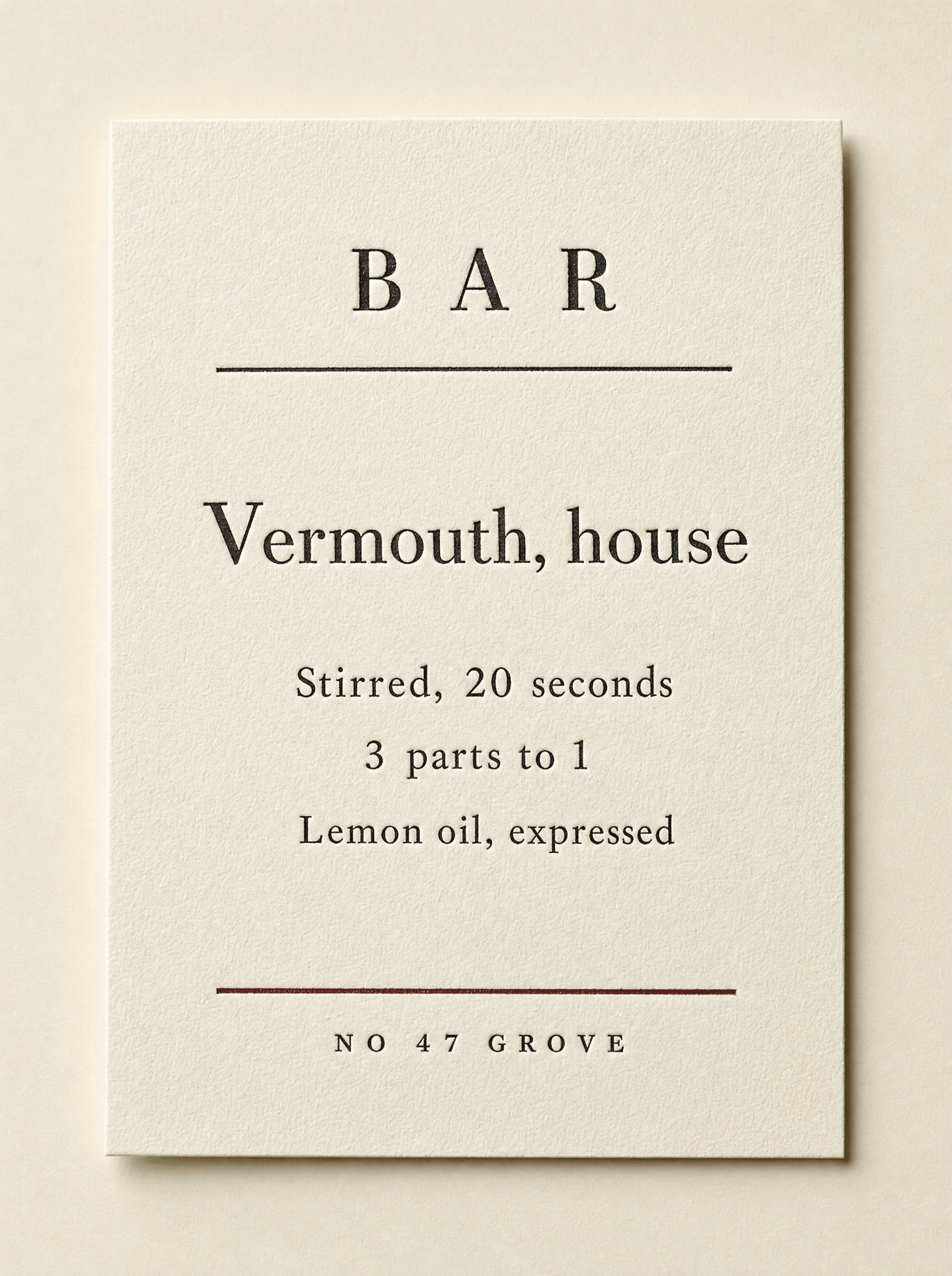 Larder bar technique card