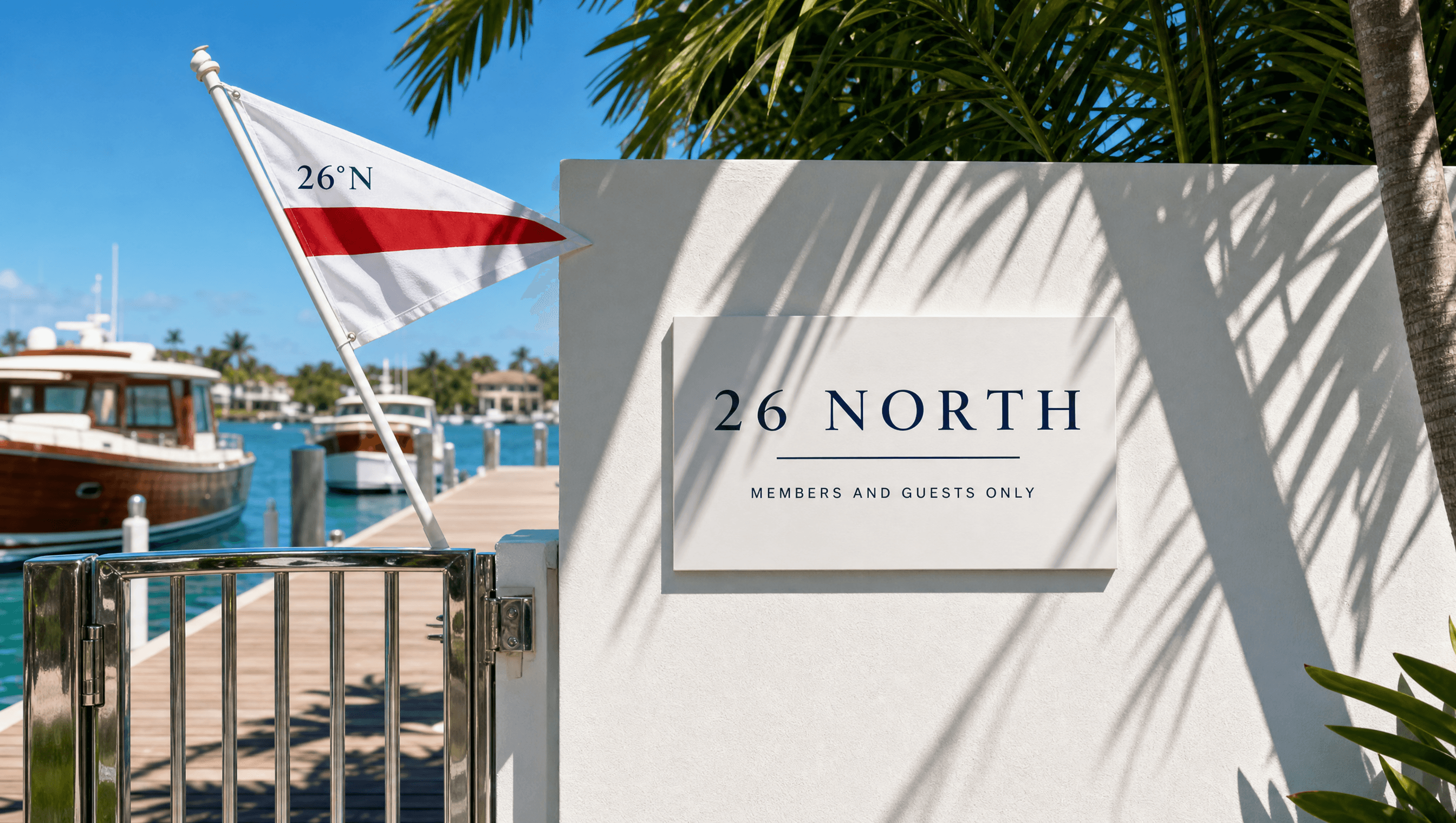 26 North dock gate signage with the burgee flying