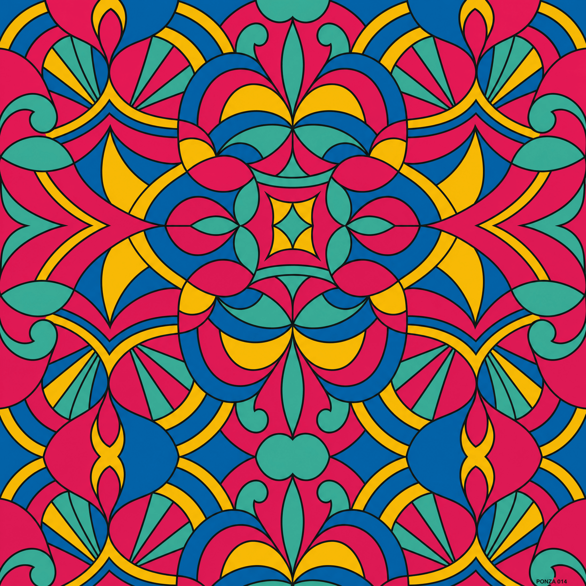 A Ponza print shown flat at full repeat, edge to edge